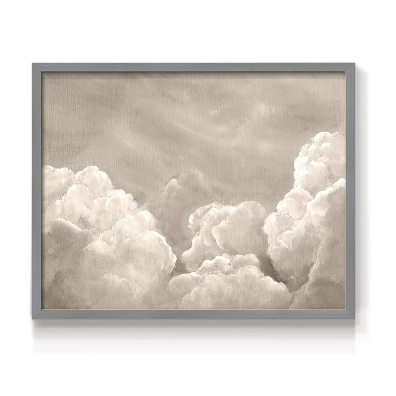 Painted Clouds II - Reproduction encadrée - Restickable, Gris, H 11 po x l 14 po
