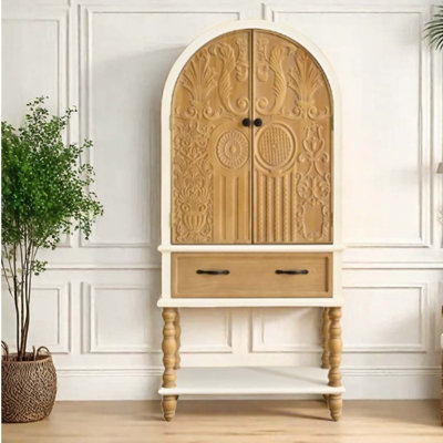 Vintage Carved Storage Bookcase