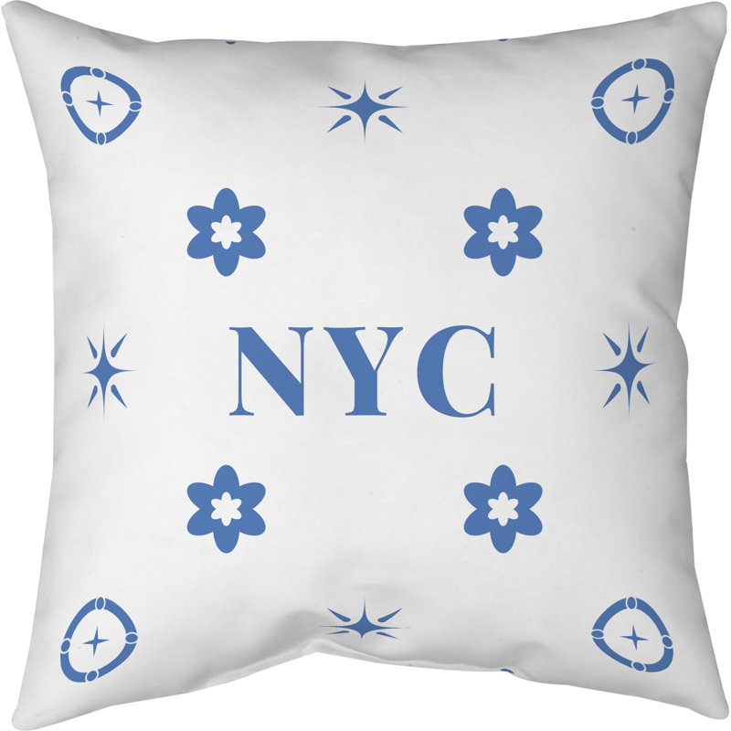 Coussin en coton New York Basketball, 18 pouces x 18 pouces, New York bleu blanc orange