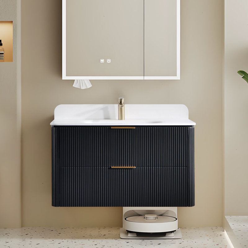 Meuble-lavabo mural moderne entièrement assemblé de 36 po avec lavabo en acrylique