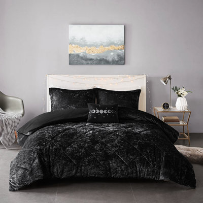 Housse de couette luxueuse pour lit double / grand en velours de luxe - douce, avec fermeture à boutons et 2 taies décoratives