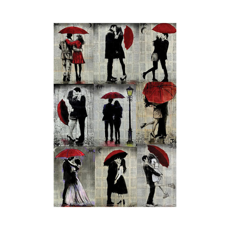 9 Red Umbrella by Loui Jover - Print on Canvas, Wrapped Canvas, 66.04 cm H x 45.72 cm W x 1.91 cm D