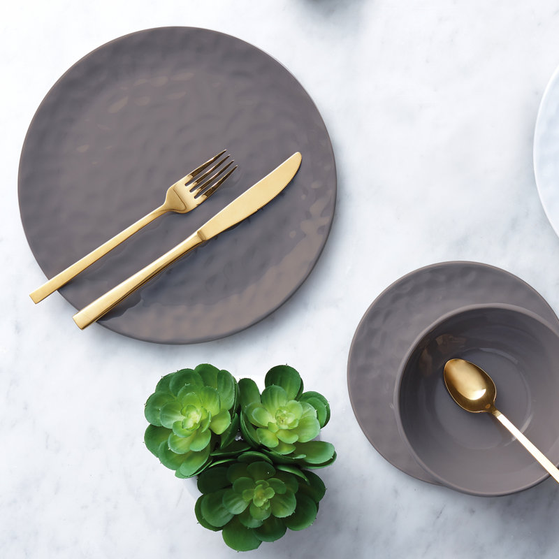 Piece Stoneware Dinnerware Set - Service for 4, Gray