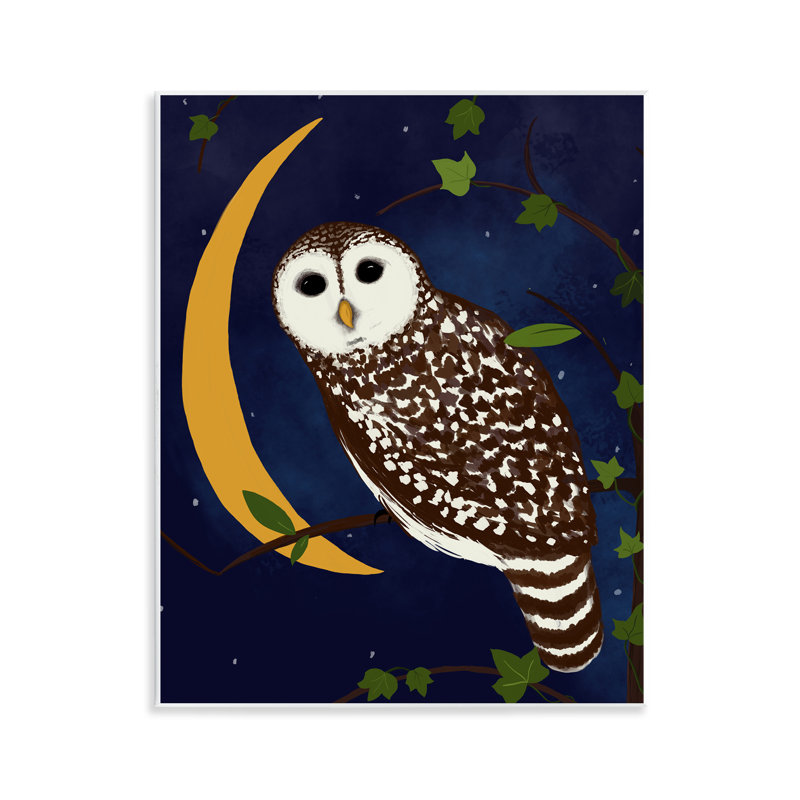  Owl & Moon Forest Wall Plaque Art by Michelle Ingari Designs