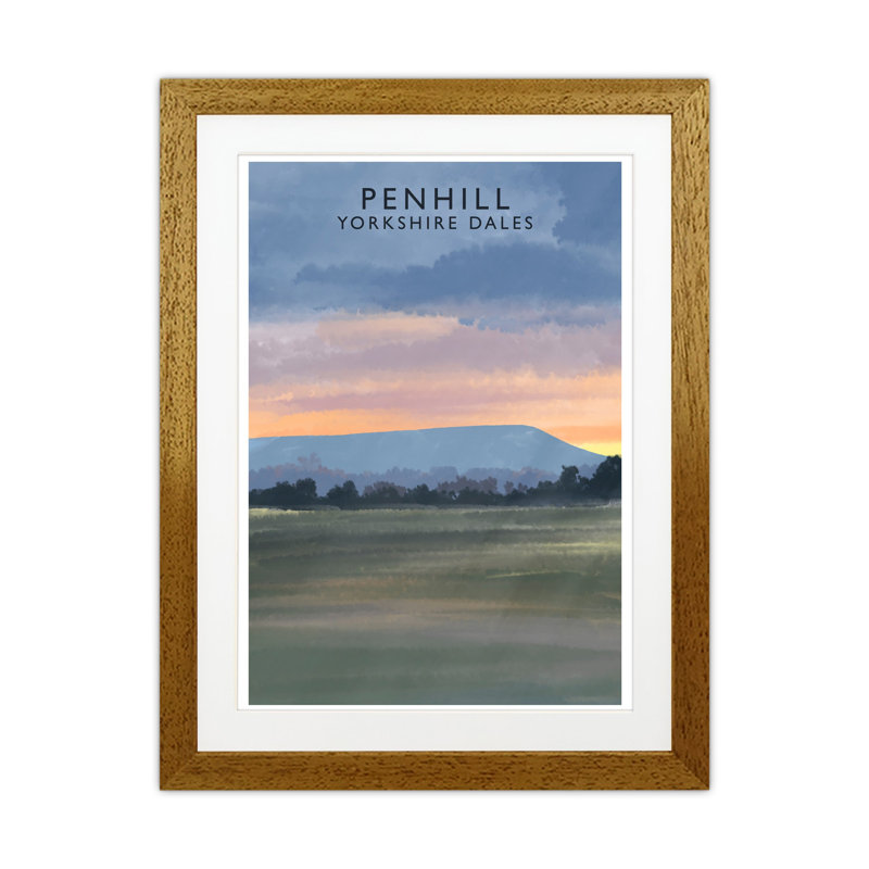Penhill 3 Portrait by Richard O'Neill - Print, Brown Framed, 53.5cm H x 43.5cm W x 3cm D