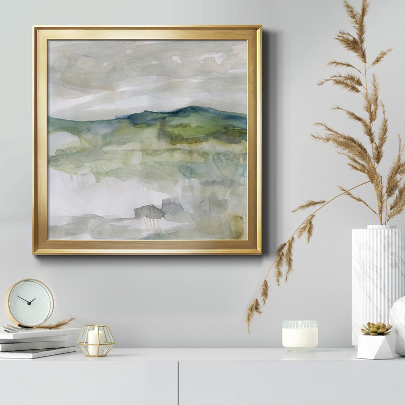 Hillside Study - Reproduction d'art graphique sur toile encadrée, H 17,5 po x l 17,5 po x P 1,5 po, Or
