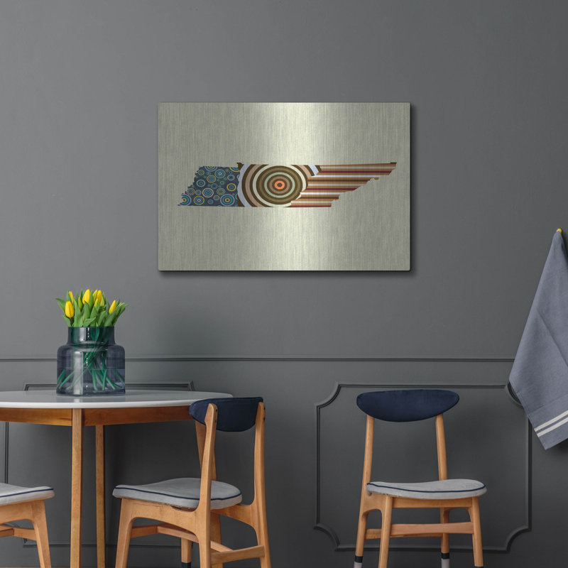 «Tennessee State Map» par Lanre Adefioye, mur en métal, H 24 po x l 36 po
