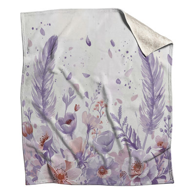 Couvertures de plumes florales mauves