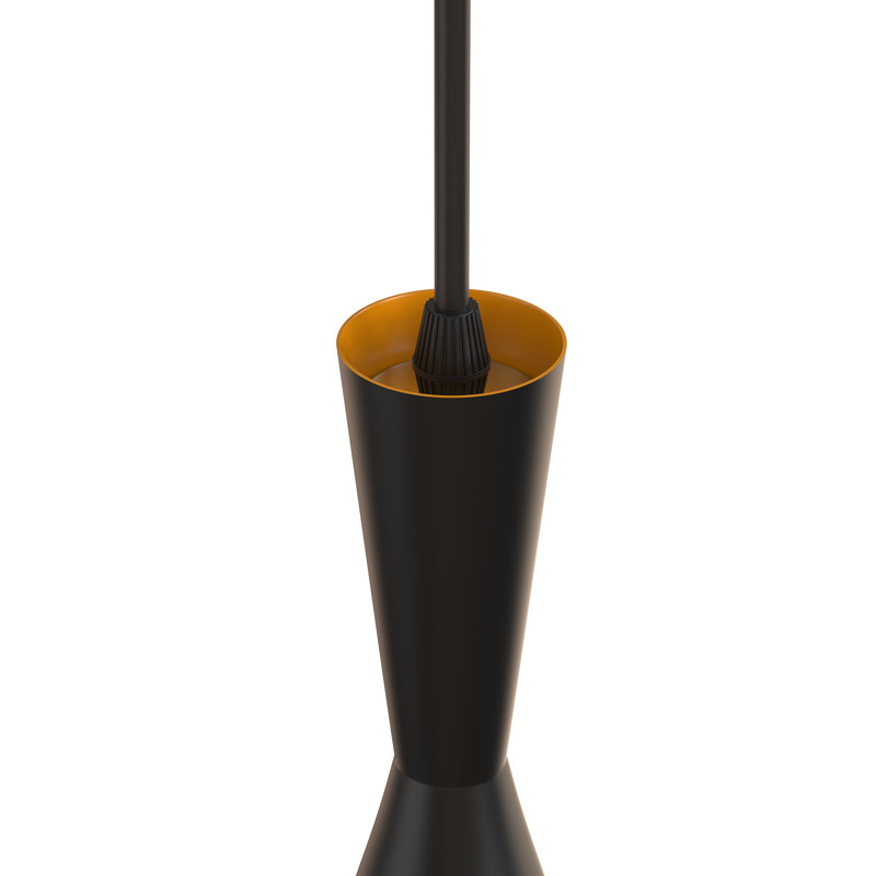 Luminaire suspendu 1 lumière avec abat-jour noir mat, style Mid-Century moderne