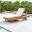 Ensemble de chaises longues, espace disponible sur un côté, bois d'acacia massif avec coussin de salon-1174908958