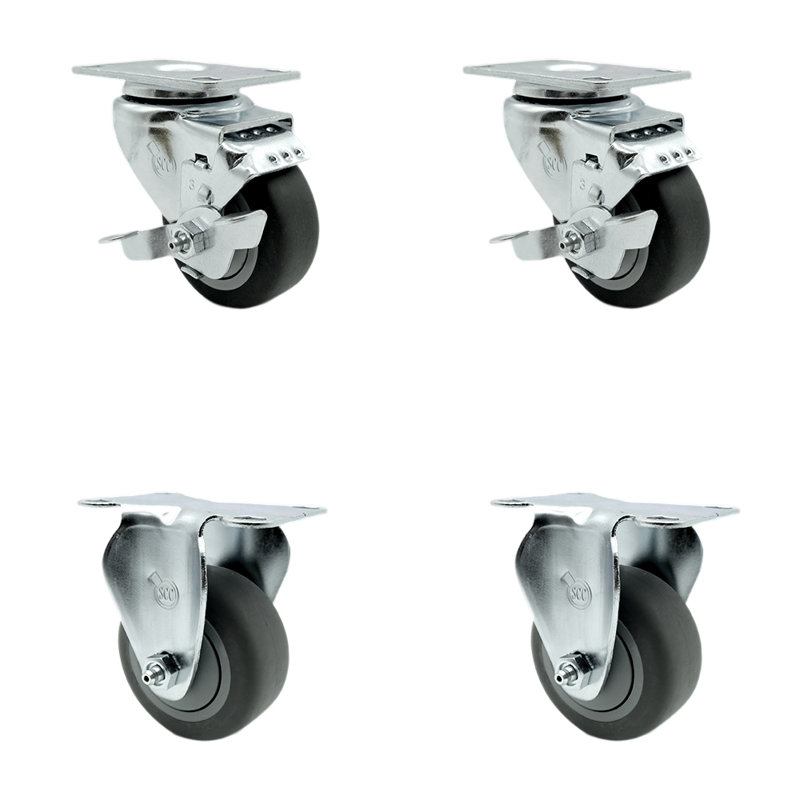 4 Piece Thermoplastic Rubber Caster Set