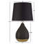 Ensemble de 2 lampes de table en céramique 2 tons noir / or Voir ci-dessous