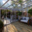 Véranda/solarium de 5,10 m x 2,90 m en verre trempé avec portes coulissantes et structure en aluminium-116416042