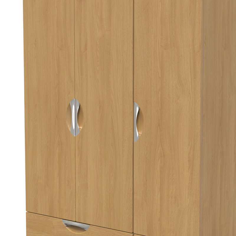Bhodhini Tall Triple 4 Drawer Wardrobe, Modern Oak