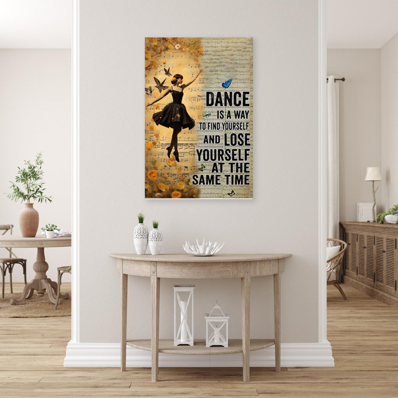 «Dance Is A Way To Find Yourself», reproduction d'art graphique sur toile tendue 1 pièce, H 14 po x l 11 po x P 1,25 po