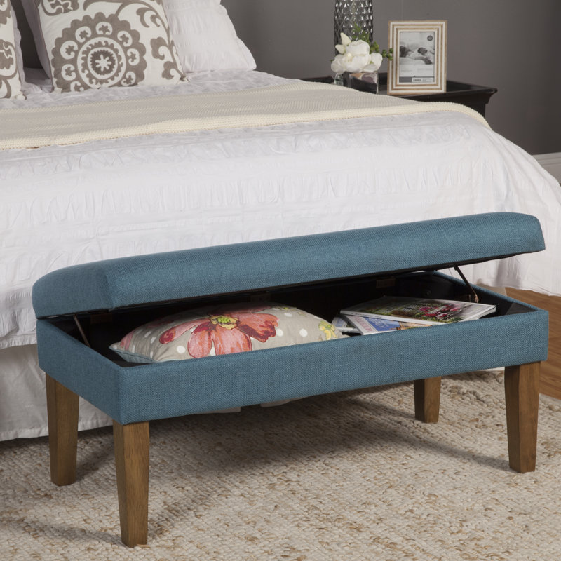 North Andover Upholstered Storage Bench, Teal
