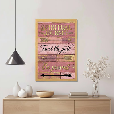 Spiritual Journey Trust The Path Be Present Wood Plank Style Canvas Wrapped Wall Art Oil Painting Print (Set Of 1)