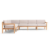 Haven 6-Piece Teak Outdoor Sectional with Sunbrella Cushions and Wooden Armrest