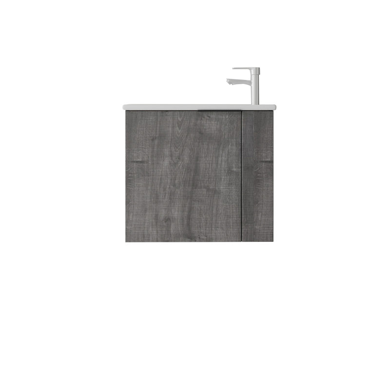 Meuble-lavabo flottant 22 po avec lavabo, porte à fermeture en douceur, lavabo en céramique, contreplaqué, Grey