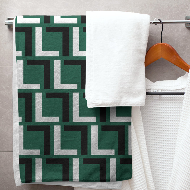 Bath Towel, Gotham Green/White/Stealth Black