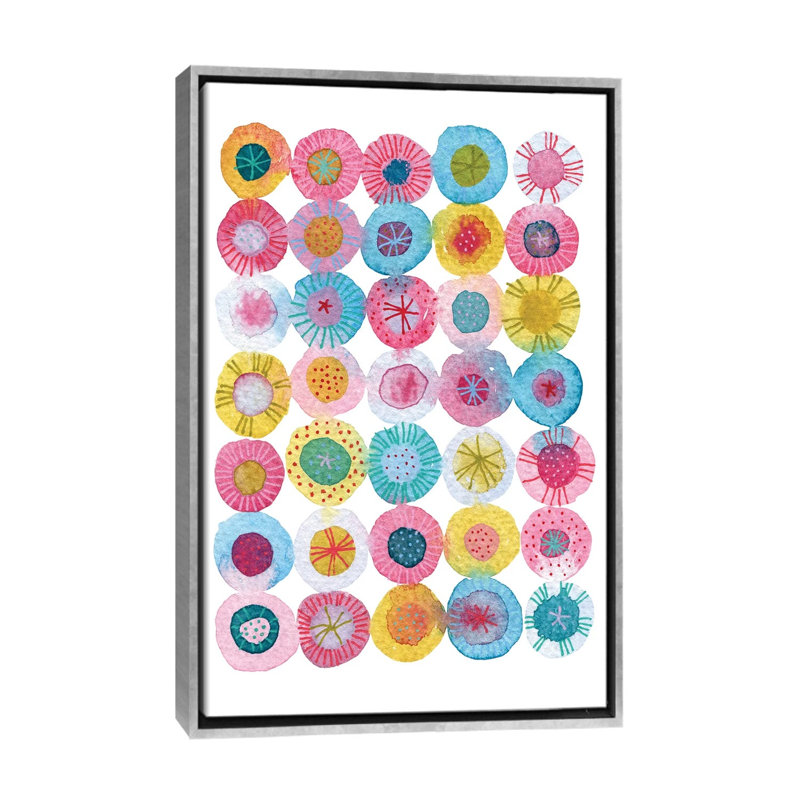 « Fiesta » par Nic squirrell-impression d’art graphique, H 40 po x l 26 po x P 1,5 po, Toile avec cadre argenté, Pas de tapis