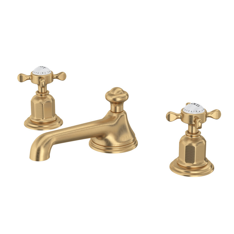 Edwardian™ Widespread Bathroom Faucet with Drain Assembly, Satin English Gold
