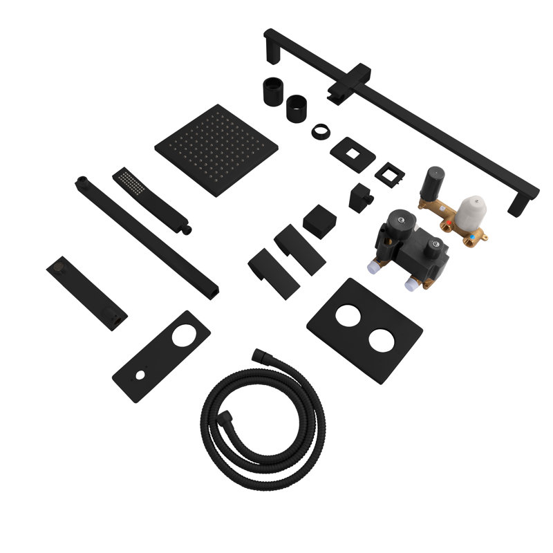 Bliss Complete Shower System with Rough-in Valve, Matte Black
