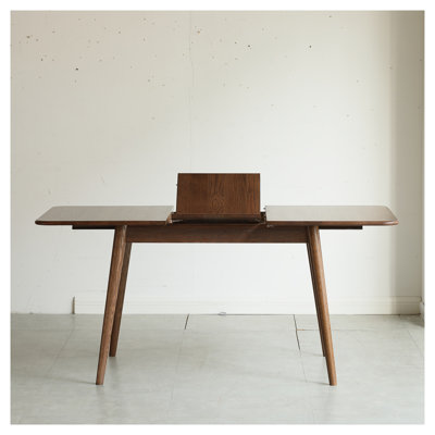 Walnut Solid Oak Round Corner Dining Table with Telescopic Legs