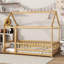 Lit en bois pour lit simple avec structure de toit, garde-corps de sécurité-1771464873