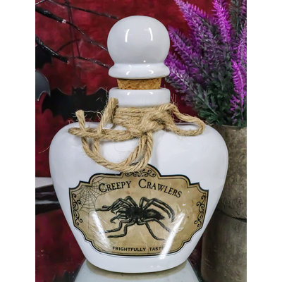 The Holiday Aisle® Céramique Creepy Crawers Spider Mad Doctor Scientist Witchcraft and Sorcery Poison Prop Potion Bottle