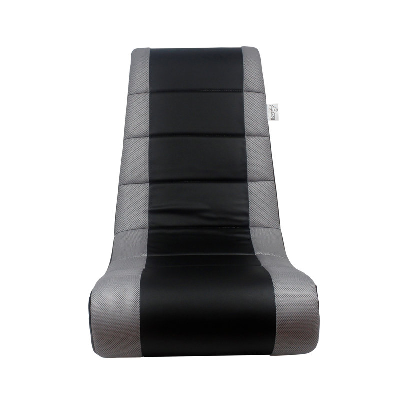 Chaise berçante pour jeux vidéo Loungie Rockme, Noir / cuir argenté