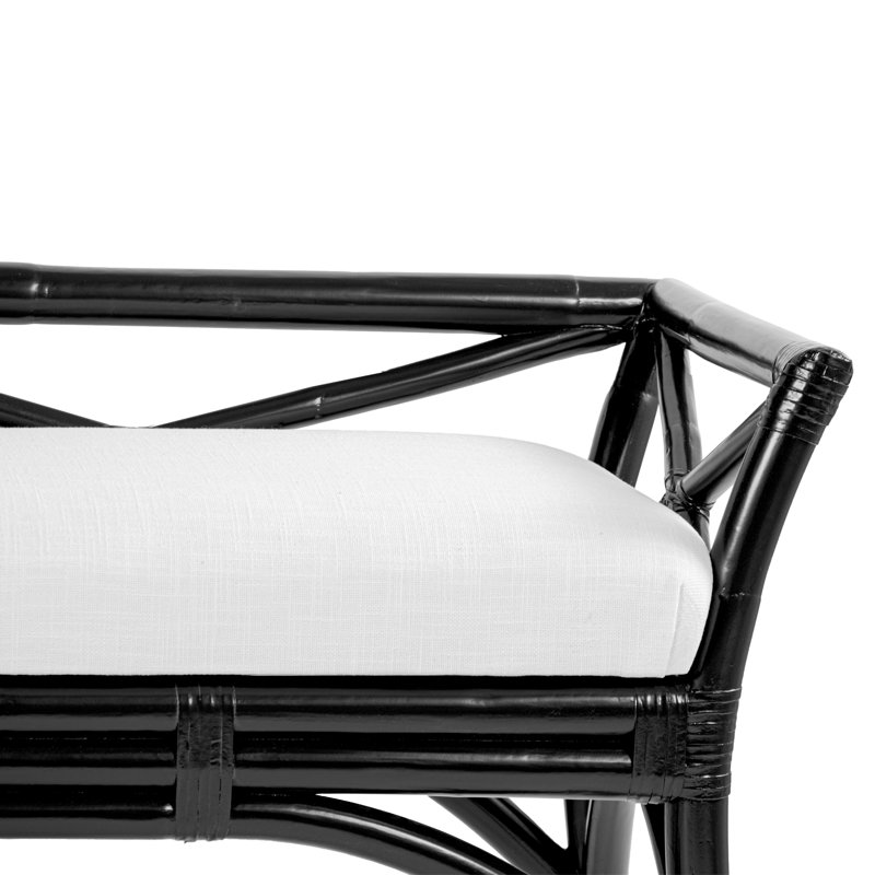 Wicker Bench, Black