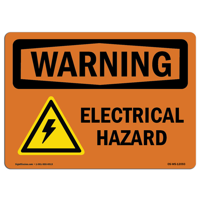 Panneau d'avertissement Osha - danger électrique avec symbole, H 18 po x l 24 po x P 0,1 po