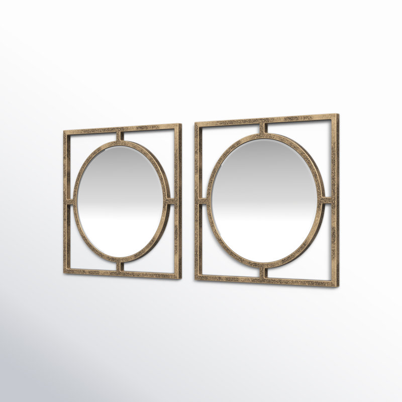 Arnisha Round Gold Iron 18" Floating Frame Mirror