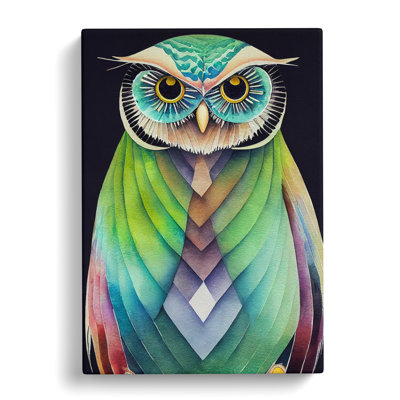 Watercolour Owl No.2 Abstract - Wrapped Canvas
