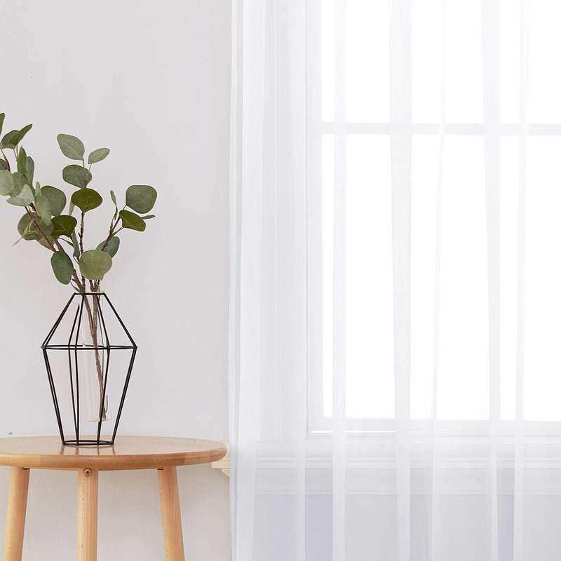 Rideaux en voile avec passe-tringle, Blanc, L 52 po x L 45 po
