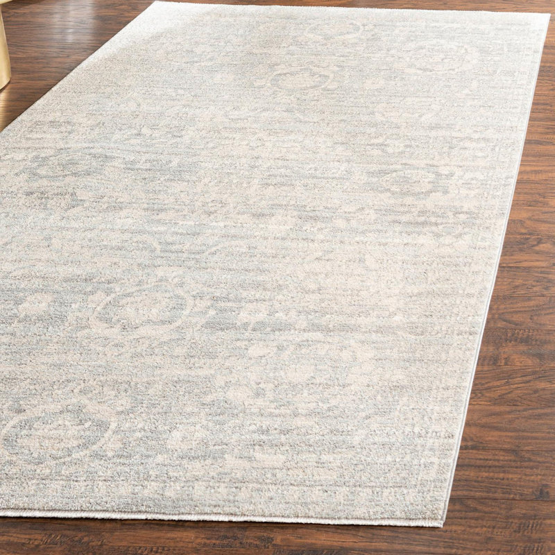 Tapis gris à motif floral Gause, Rectangle 9 pi x 12 pi