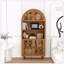 Bibliothèque 66 po de hauteur avec bibliothèque ouverte et armoire arquée en bois sculpté