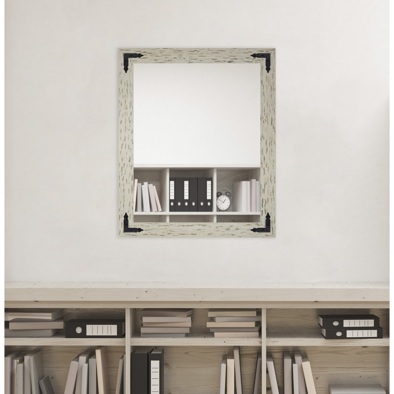 Karp Solid Wood Flat Wall Mirror, Cream, 38"  x 32" 