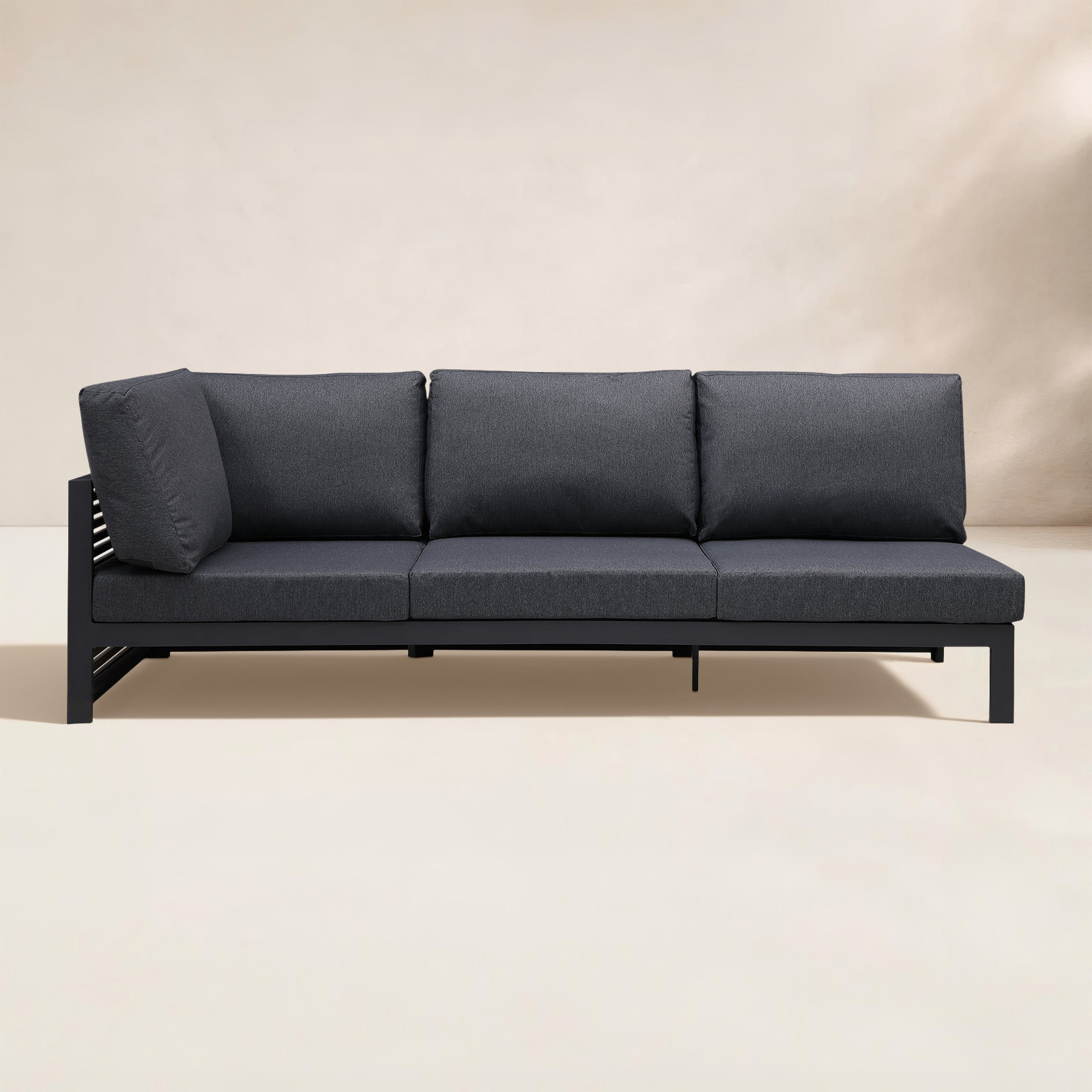 97" Teak Patio Sofa, Left Hand Facing
