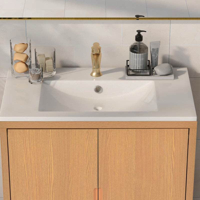 Lavabo de salle de bain rectangulaire en céramique à un trou, lavabo de meuble-lavabo seulement, robinet et armoire non inclus