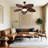 52 Inch American Style Led Tri Color Dimming Fan Light With Remote Control