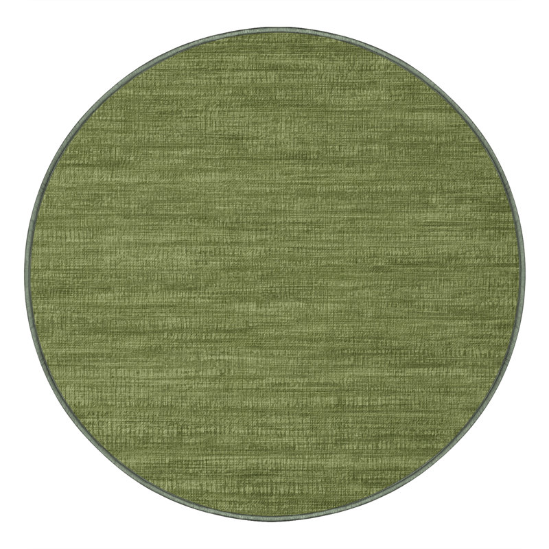 Tapis vert uni lavable à la machine, Rond 4 pi