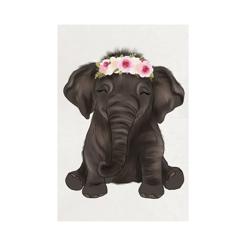 Floral Crown Baby Elephant by Katie Bryant - Wrapped Canvas Gallery-Wrapped Canvas Giclée, 20.32 cm H x 30.48 cm W