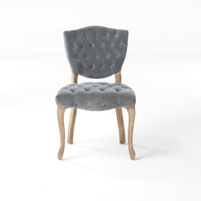 Richard Tufted Upholstered Parsons Chair, Gray Velvet