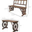 Table de patio et chaises d'extérieur pour 4 personnes, bois de pin avec roue de chariot pour une utilisation dans le jardin 3 pièces