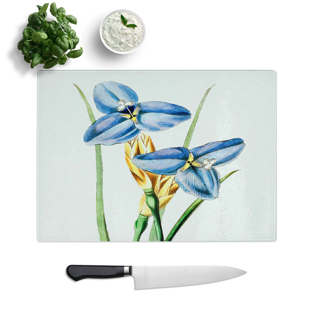 Tempered Glass Iris Flowers Chopping Board