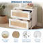 Ensemble de 2, table de chevet en rotin de 23,6 po avec station de charge, table de chevet à 2 tiroirs avec prises USB et CA, armoire de rangement moderne pour chambre à coucher Boho, chêne et blanc-132664318-132664320