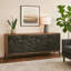 Console Anby, 4 portes, 2 tablettes, noir, bois brun 70 po