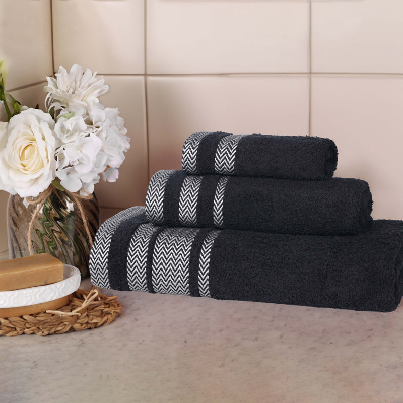 Ensemble de serviettes de bain 3 pièces Bouse Hays, Noir